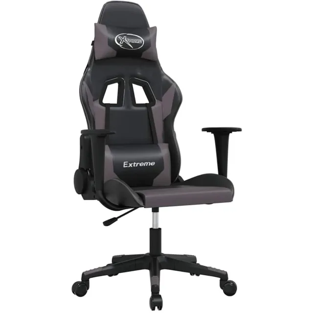 vidaXL Massage - gamestoel - kunstleer - zwart - en - grijs zwart en grijs
