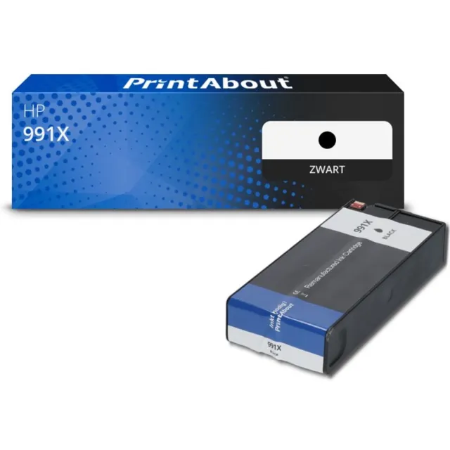PrintAbout huismerk Inktcartridge 991X (M0K02AE) Zwart Hoge capaciteit geschikt voor HP