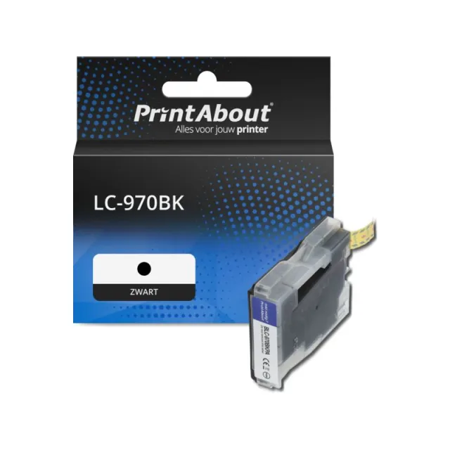 PrintAbout huismerk Inktcartridge LC-970BK Zwart Geschikt voor Brother