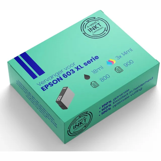 G&G Huismerk Epson 603XL (C13T03A14/24/34/44010) Inktcartridge 4-kleuren Voordeelbundel Hoge capaciteit Zwart, Cyan, Magenta, Yellow