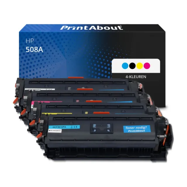 PrintAbout huismerk Toner 508A (CF360A) 4-kleuren Multipack Geschikt voor HP