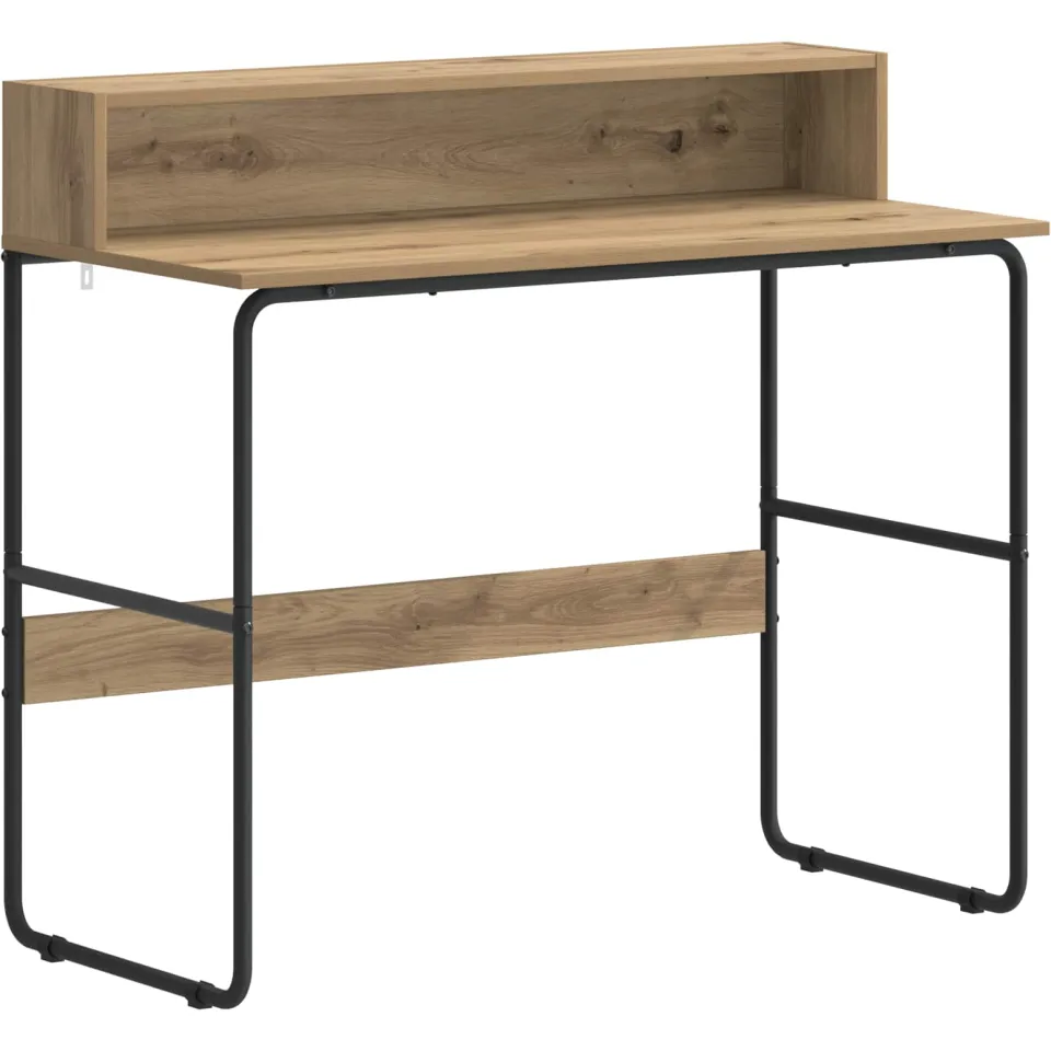 vidaXL Bureau met opbergruimte Artisanaal eiken 100 x 50 x 91 cm, foto 3