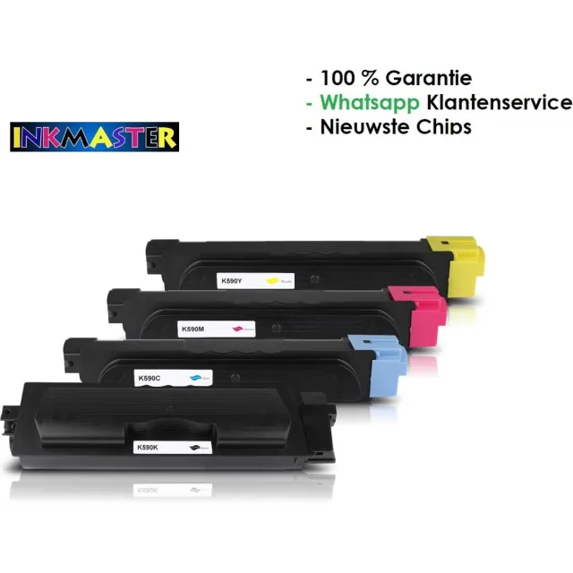 inkmaster Actie! Inkmaster premium huismerk multipack 4 toners Zwart + 3 kleuren geschikt voor Kyocera TK-590 voor Kyocera Ecosys M6026 M6026cdn M6026cidn M6526 M6526cdn M6526cidn P6026 P6026cdn FS-C2026MFP FS-C2126MFP FS-C2526MFP FS-C2626MFP FS-C5250DN TK590 Multipack XL
