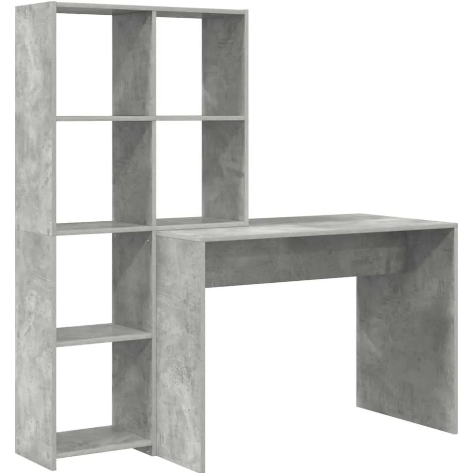 vidaXL Bureau Beton Grijs 138,5 x 55 x 143 cm Bewerkt hout, foto 3