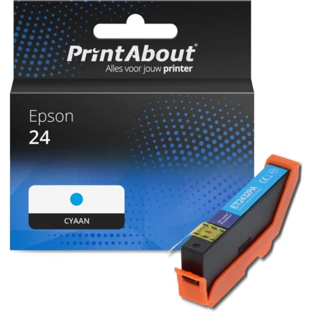 PrintAbout Huismerk Epson 24 (C13T24224012) Inktcartridge Cyaan
