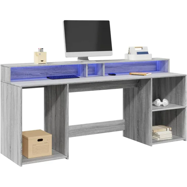vidaXL Desk Grijs Sonoma 200 x 55 x 91 cm Engineered wood, foto 2