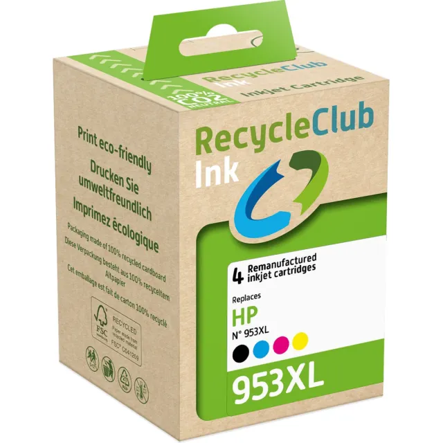 RECYCLECLUB K10452RC inktcartridge 4 stuk(s) Compatibel Hoog (XL) rendement Zwart, Cyaan, Magenta, Geel Zwart;Cyaan;Magenta;Geel