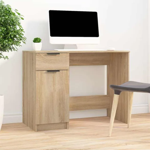 vidaXL Bureau 100x50x75 cm bewerkt hout sonoma eikenkleurig, foto 2