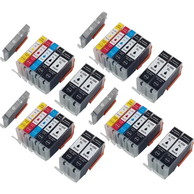 KATRIZ huismerk inkt Canon PGI550XL/CLI551XL (Met 551XL grijs) | voor Canon Pixma IP 8750/Pixma MG6300/Pixma MG6350/Pixma MG7150/Pixma MG 7550 |(32 stuks) Zwart, Foto Zwart, Cyaan, Magenta, Geel, Grijs