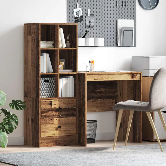 vidaXL Bureau Oudhout 115,5 x 50 x 127 cm 2 st bruin, foto 2