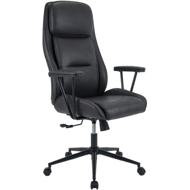 CLP Siddar Bureaustoel - Ergonomisch - Kantelbare rugleuning in 3 standen - In hoogte verstelbaar - 135 kg draagkracht - Kunstleer - antiek zwart
