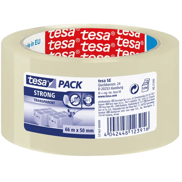 Tesa Verpakkingstape tesapack® Strong 66mx50mm PP transparant