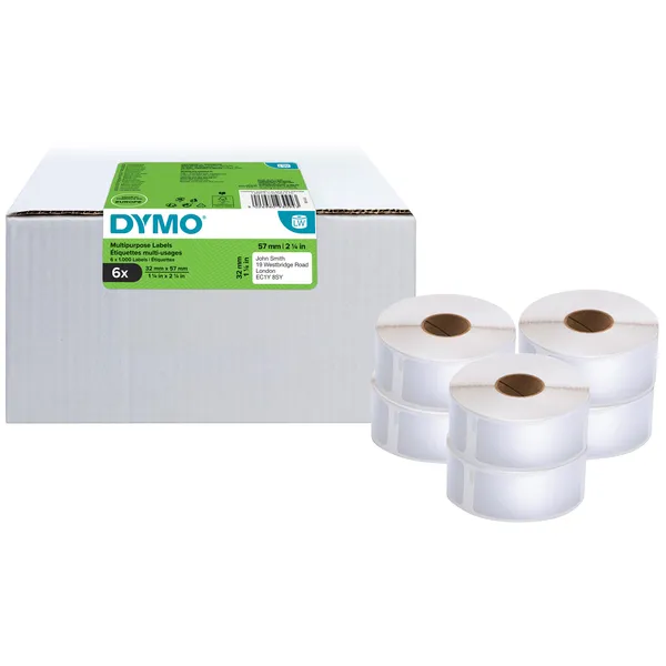 Dymo Etiket Dymo LabelWriter multifunctioneel 32x57mm 6 rollen á 1000 stuks wit