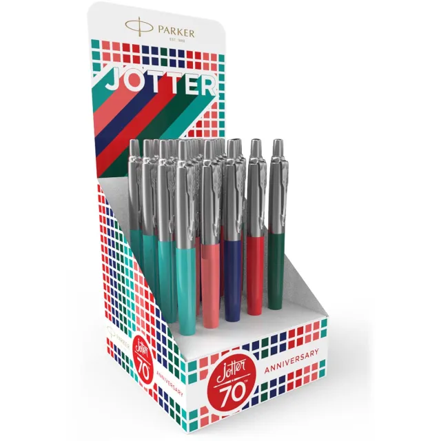 Parker Jotter Originals balpen, 70th Anniversary, display van 20 stuks, assorti blauw