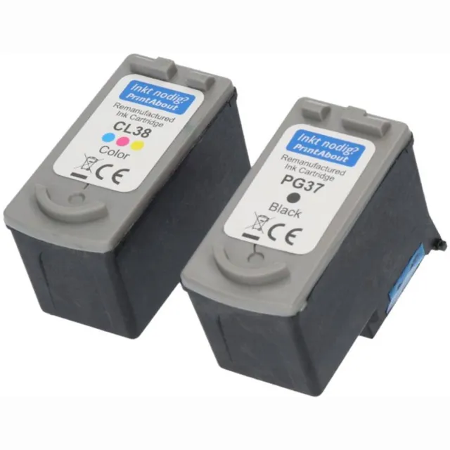 PrintAbout Inktcartridge / Alternatief voor de Canon PG-37 / Zwart + 3 Kleuren