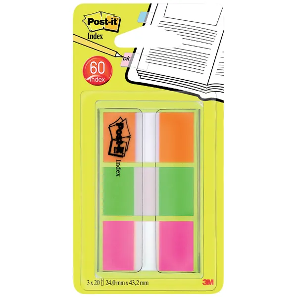 Post-it Indextabs Post-it 680 24mmx43.2mm assorti 60 tabs