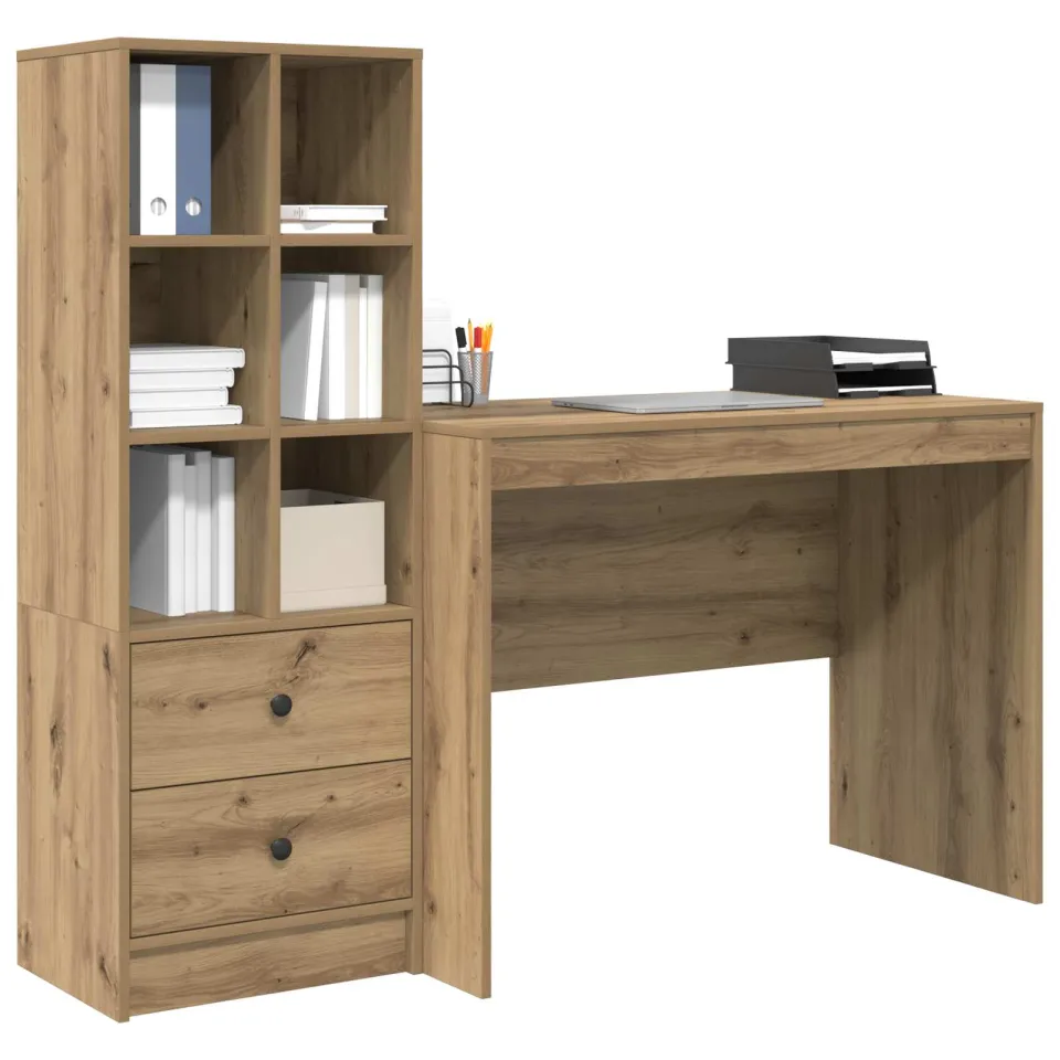 vidaXL Bureau Artisan Eiken 145.5 x 50 x 127 cm 2 st Bruin
