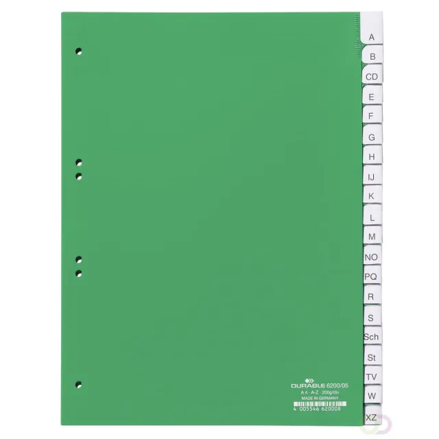Durable Tabbladen A4 20-delig gelaste tabs A-Z (Duits) voorbl 60/80 80x80x80 mm