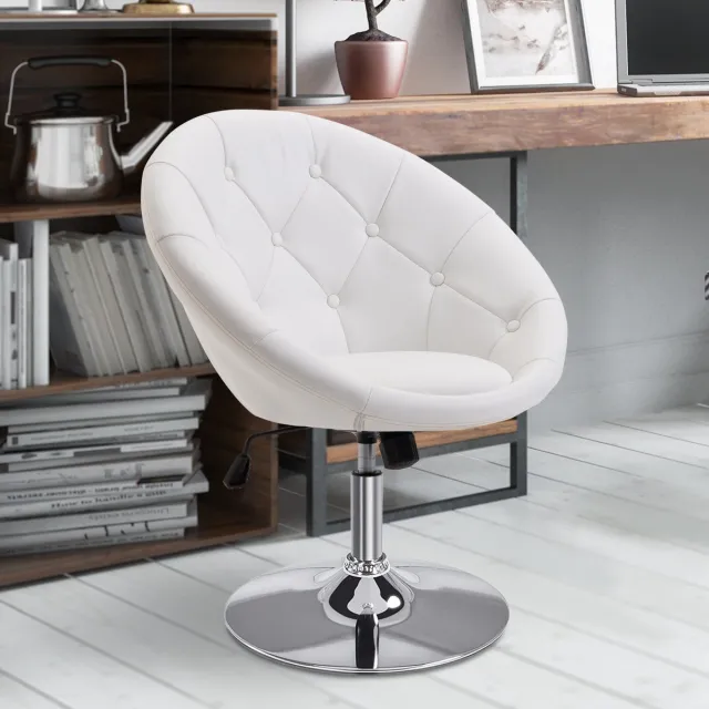 MODENUIT Draaikruk 56 x 71 x 78-90 cm - In Hoogte Verstelbaar met Wipfunctie - Voor Kantoor en Salon - Staal Wit