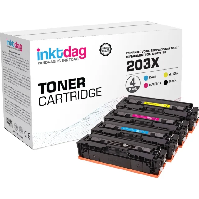inktdag toner cartridges voor HP 203X / HP 203a Toner,HP CF540X / HP CF540A , HP CF541X , HP CF542X, HP CF543X High Yield Use voor HP Color Laserjet Pro MFP M281fdw M280nw M281fdn M281cdw Pro M254dw M254nw M254dn Printer (4 pakketten) 1 x Zwart (HP CF540X)