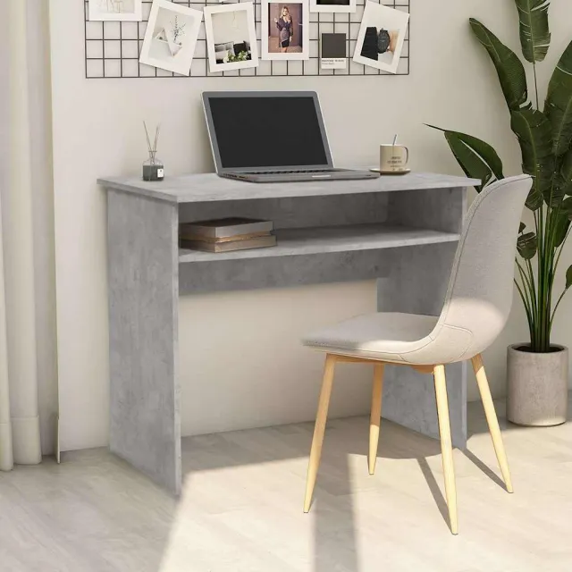 vidaXL Bureau 90x50x74 cm bewerkt hout betongrijs grijs, foto 2
