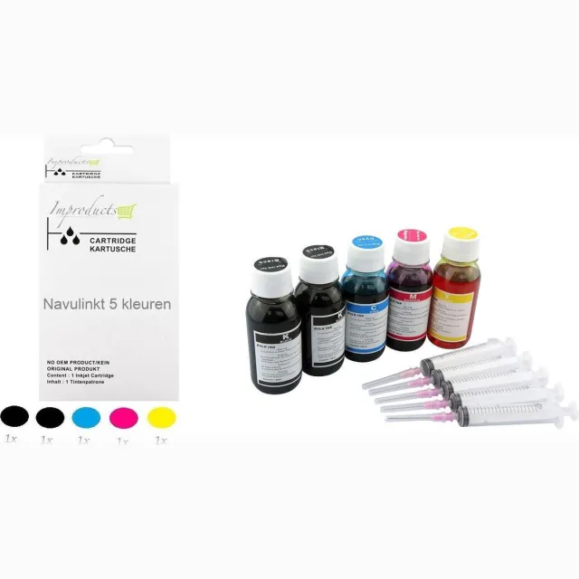 Improducts Navulinkt - Alternatief voor Hp set 5x 100ml BK photo , BK, CY, MA, YE Multicolor - HP set - 5x 100ml