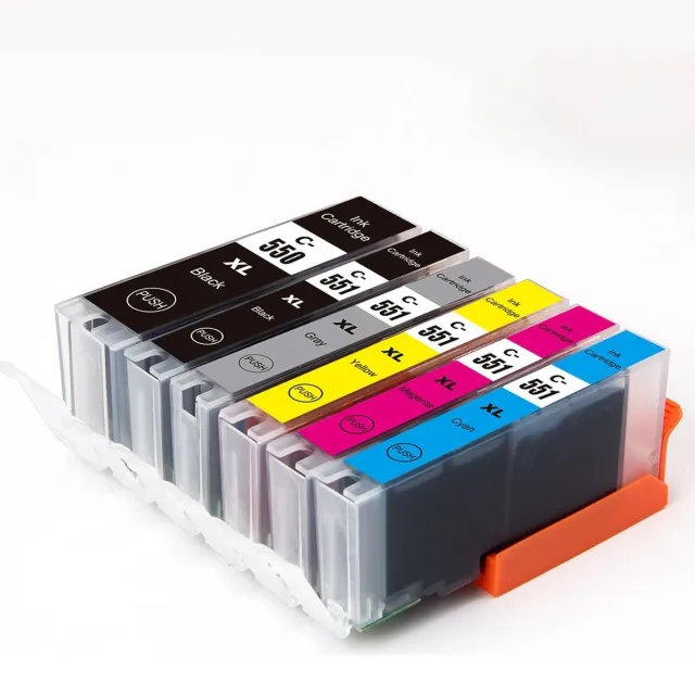 Inktkenners Inktcartridges Geschikt voor Canon PGI-550XL / CLI-551XL | Multipack van 6 inktcartridges (+Grijs) Zwart XL 23 ml | Foto Zwart 12ml | Cyaan 12 ml | Magenta 12 ml | Geel 12 ml | Grijs 12 ml