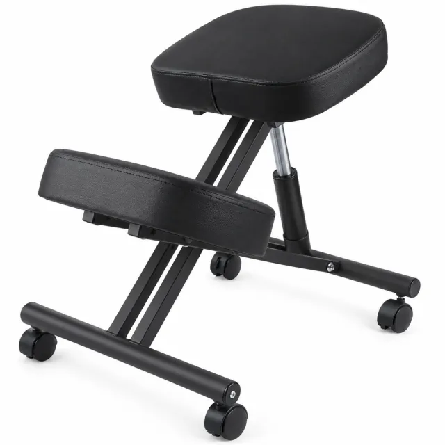 MokoHub Ergonomische Knielstoel met Dik Kussen - Schommelende Kniestoel Computerstoel voor Thuiskantoor - 70x46x50-60 cm - Zwart