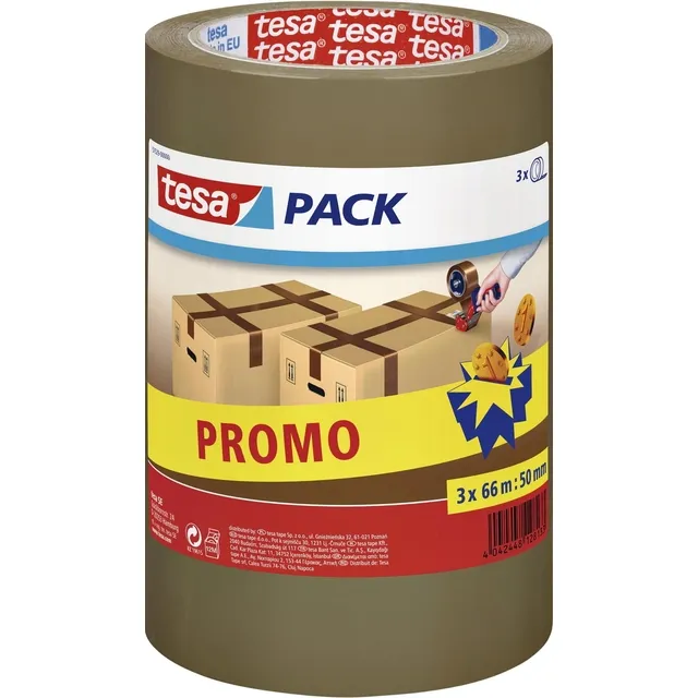 Tesa Verpakkingstape tesapack® 66mx50mm bruin promopack 3 rollen