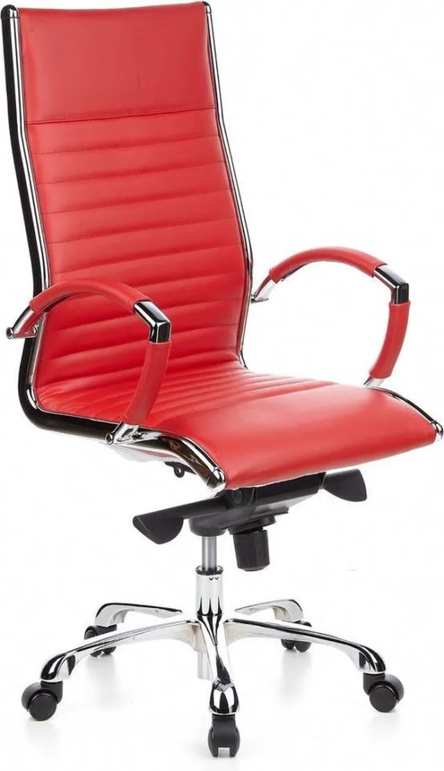 hjh office Parma 20 - Bureaustoel - Leder - Chroom - Rood