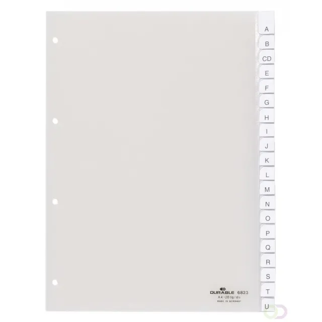 Durable Tabbladen A4 20-delig gelaste tabs en voorblad, 80x80x80 mm