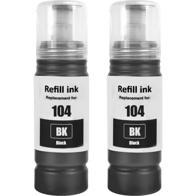 Inktkenners Navulfles Geschikt voor Ecotank 104 | Multipack van 2x zwart Geschikt voor Epson Ecotank ET-1810, ET-2710, ET-2711, ET-2712, ET-2714