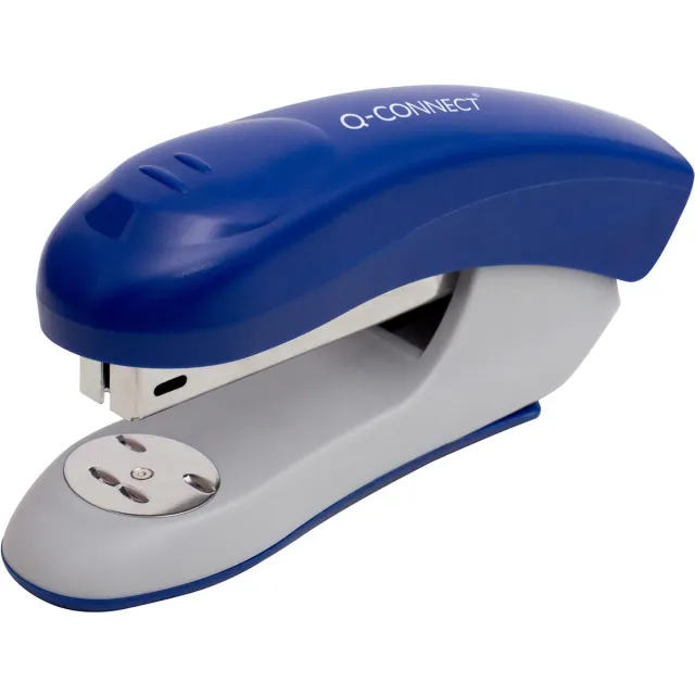 Q-CONNECT nietmachine, kunststof, half strip, 20 blad, blauw