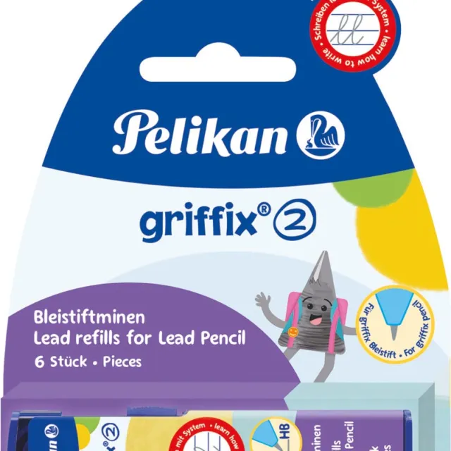 Pelikan Griffix potloodstiften, 2 mm, HB, blister van 2 doosjes van 3 stuks