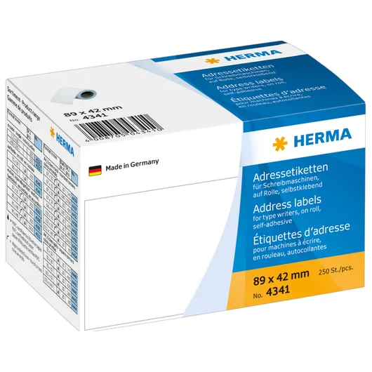 Herma Etiket HERMA adres 4341 89x42mm op rol wit 250 stuks