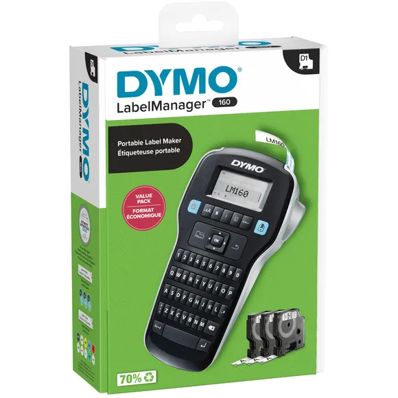 Dymo Labelprinter Dymo LabelManager 160 draagbaar qwerty 12mm zwart valuepack