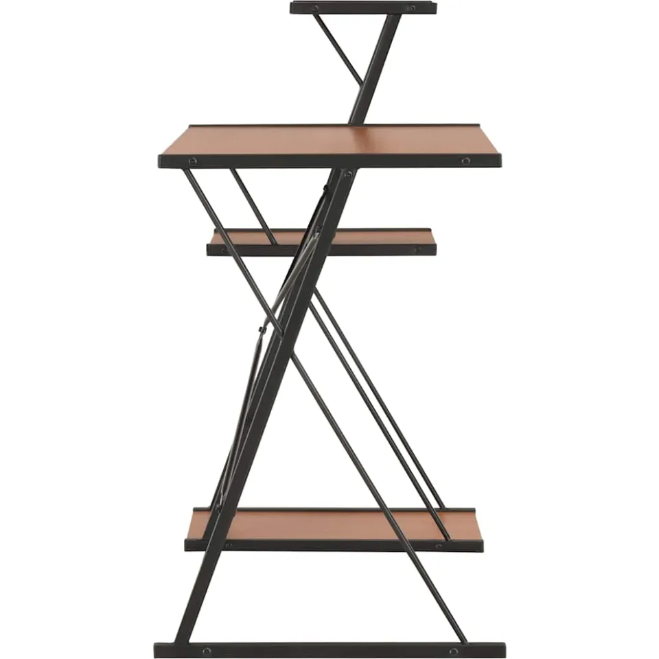 vidaXL Bureau met schap 116x50x93 cm zwart en bruin, foto 4