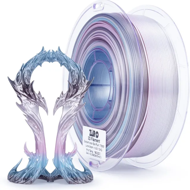 Ziro 3D ZIRO Gradient Silk PLA Filament 1.75mm – 1KG – Lunar Bloom – Luxueus Glanzende Pastel Kleurovergang – 3D Printer Filament