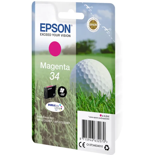 Epson inktcartridge 34, 300 pagina's, OEM C13T34634010, magenta