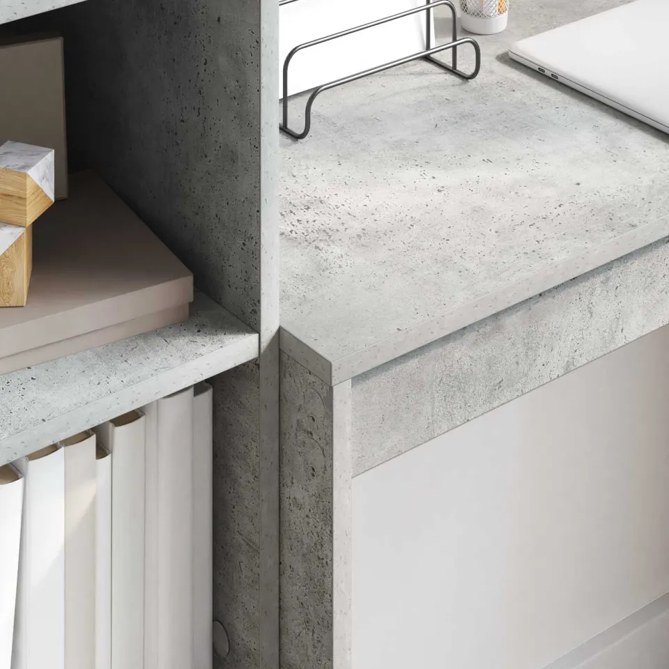 vidaXL Bureau Beton Grijs 135,5 x 40 x 127 cm 2 st, foto 3