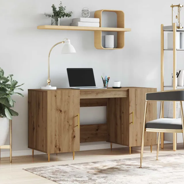 vidaXL Bureau artisanaal eikenkleurig Bewerkt hout, foto 2