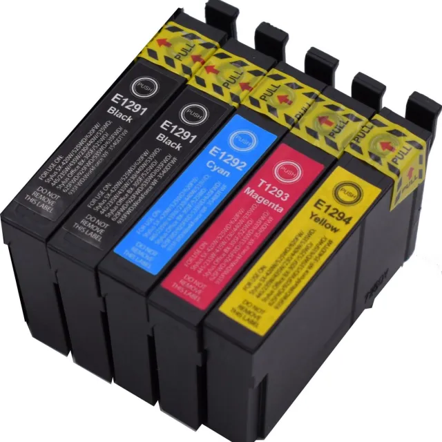 KATRIZ huismerk ink Epson 2x T1291 Zwart + 1x T1292 Cyaan + 1x T1293 Magenta + 1x T1294 Geel | 5 stuks Zwart, Cyaan, Magenta, Geel
