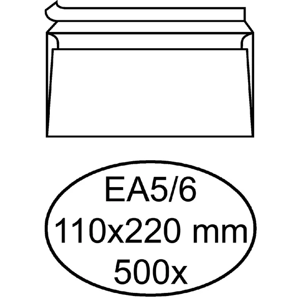 Hermes Envelop Hermes bank EA5/6 110x220mm zelfklevend wit doos à 500 stuks