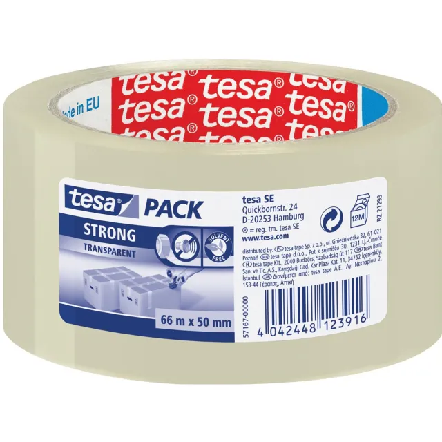 Tesa verpakkingsplakband Strong, ft 50 mm x 66 m, PP, transparant