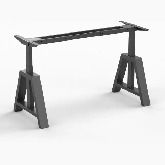 Worktrainer OakDesk Zit Sta Bureau - Hoogte 73,5 - 137,5 cm - Breedte 102 - 170 cm – Zwart/Zwart - Memory bediening - In Hoogte Verstelbaar Bureau Onderstel - Elektrisch Frame Zwart / Zwart