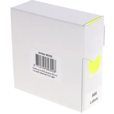 rillprint Etiket Rillprint 25mm op rol fluor geel 500 stuks
