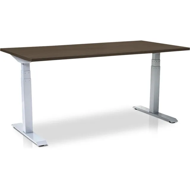 Multi Ratio Zit-sta bureau elektrisch verstelbaar - MRC PRO NEN-EN 527 | 140 x 80 cm | frame wit - blad bruin eiken | Memory functie met USB | 150kg draagvermogen Wit frame