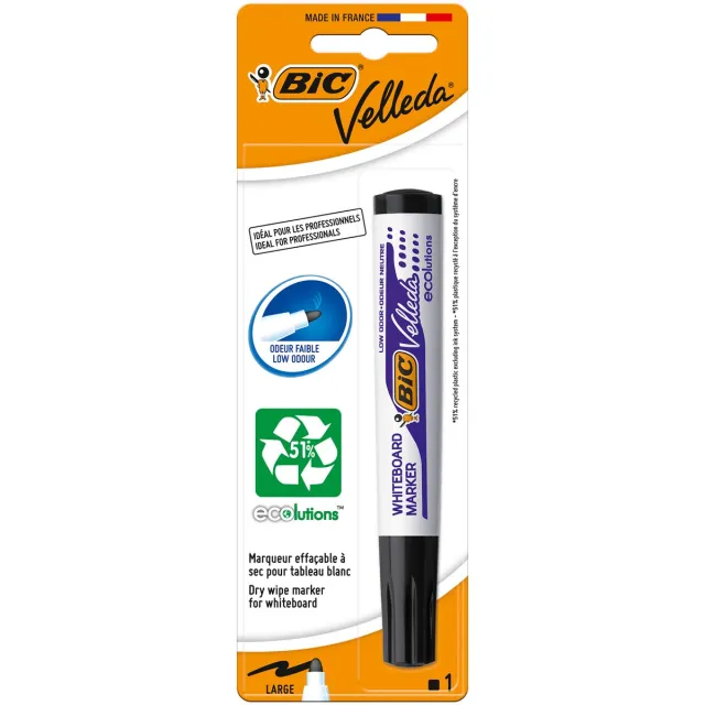 Velleda Bic Velleda whiteboardmarker 1701 Ecolutions, zwart, op blister