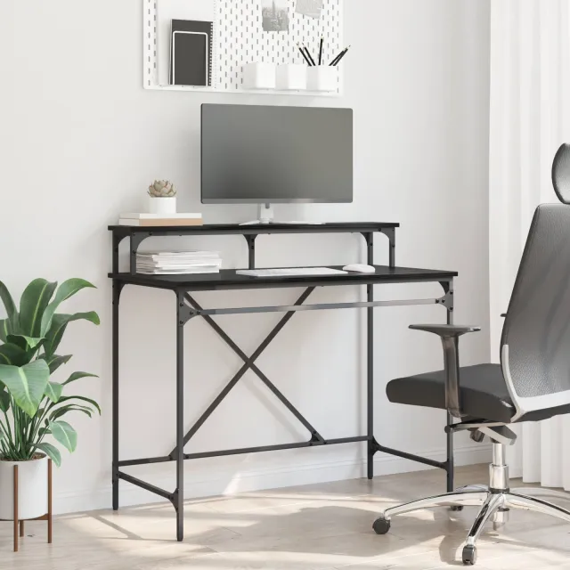 vidaXL Bureau Artisan Eiken 100 x 50 x 90 cm Bewerkt hout, foto 2