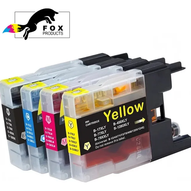 FoxProducts 4 stuks LC-1240 / LC-1280 1240xl 1280xl LC1220 LC-1220 inktcartridge Multipack XL (4-pack) geschikt voor Brother DCP-J525W DCP-J725DW DCP-J925DW MFC-J430W MFC-J625DW MFC-J825DW MFC-J835DW MFC-J5910DW MFC-J6510DW MFC-J6710DW Cyan, Magenta, Yellow, Zwart